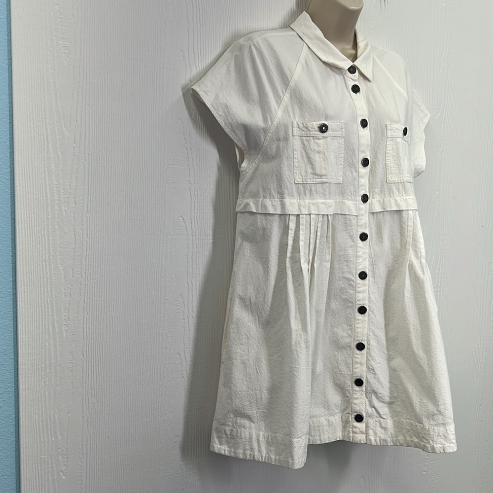 Free People - Ronnie Cotton Poplin Button Down Short Sleeve Mini Shirtdress SZ M - Picture 4 of 12